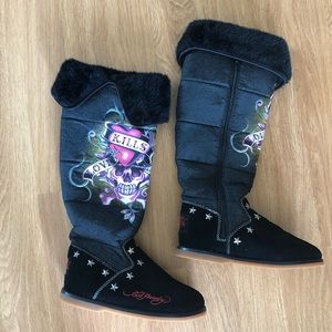 Ed Hardy Knee High Snow Boots